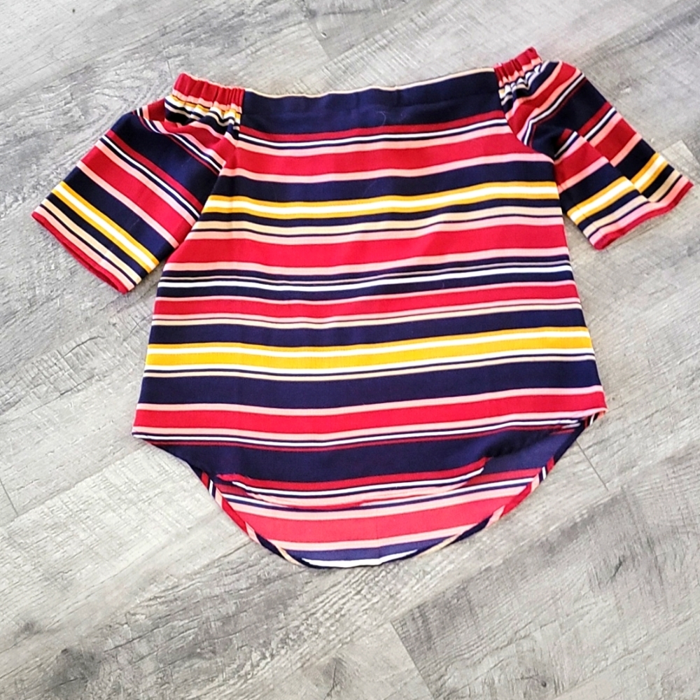 Off Shoulder Striped Shirt